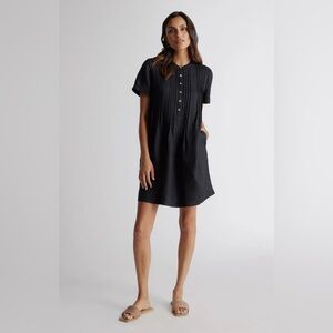 100% European Linen Short Sleeve Swing Dress